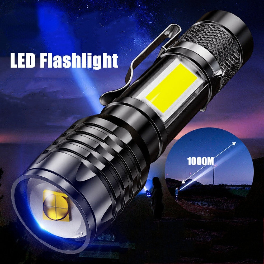 Linterna LED recargable de alta potencia, linterna táctica resistente al  agua, Mini Zoom, para acampar al aire libre, 4 unidades