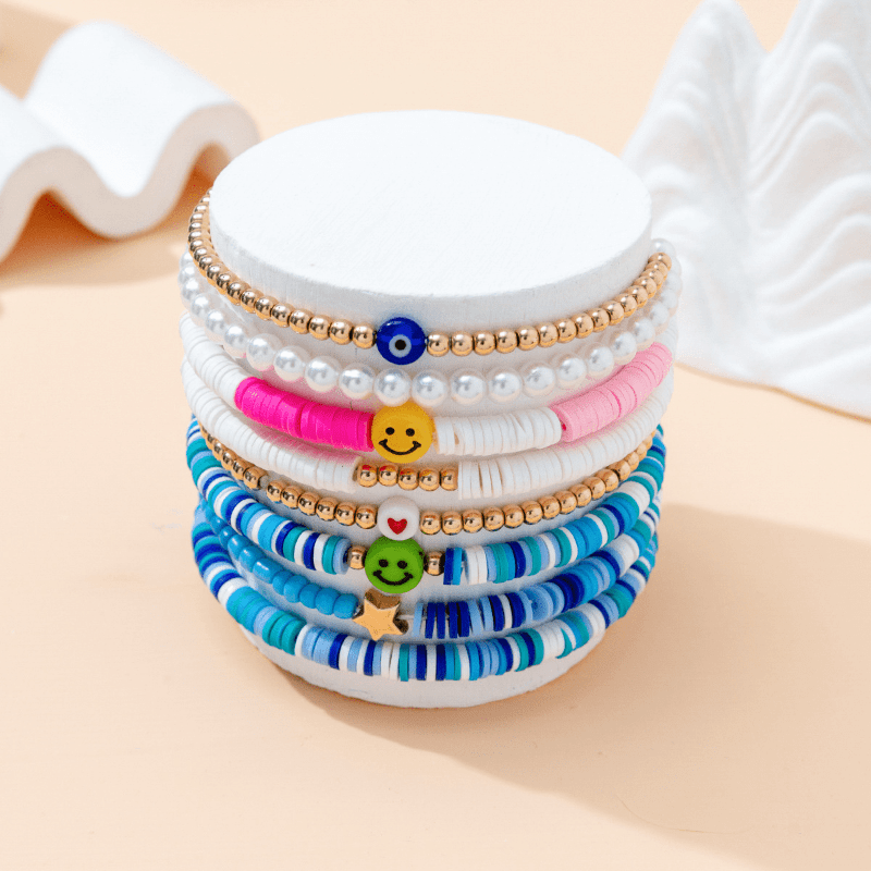 Minimalist Colorful Polymer Clay Beaded Bracelet Boho Style - Temu