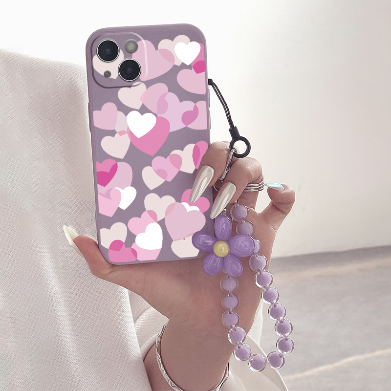 

Heart-shaped Phone Case With Beaded Lanyard - Perfect For 14/13/12/11/xs/xr/x/8/7/6s Plus Pro Max Mini Se 2022/2020