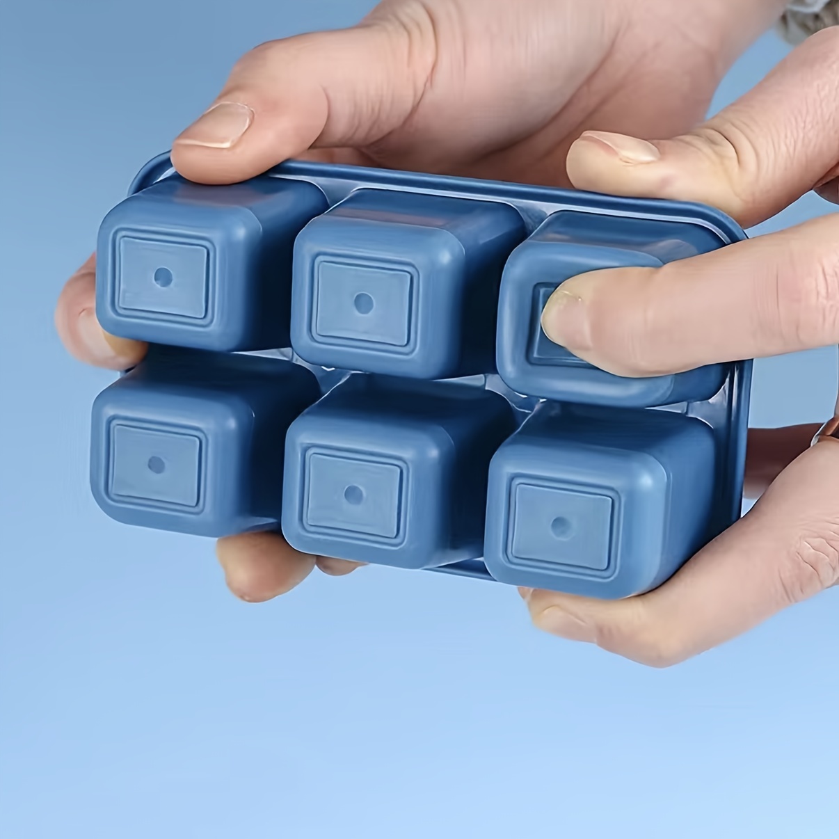 2pcs Silicone Ice Tray With Lid, 6-grid Soft Bottom Ice Cube Mold