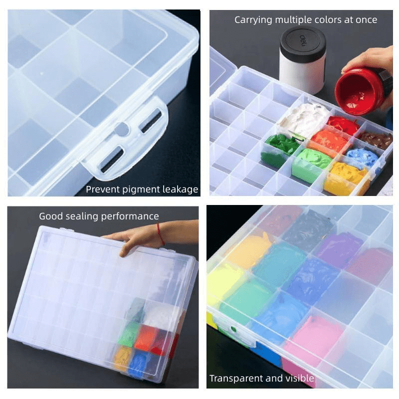 ABS Plastic Watercolor Paint Box Palette 24/48 Grid Compact Portable for  Outdoor