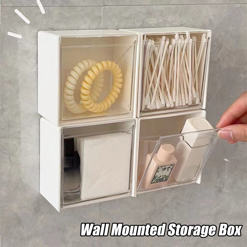 Wall Mounted Storage Box, Flip Lid Cotton Swab Storage Box