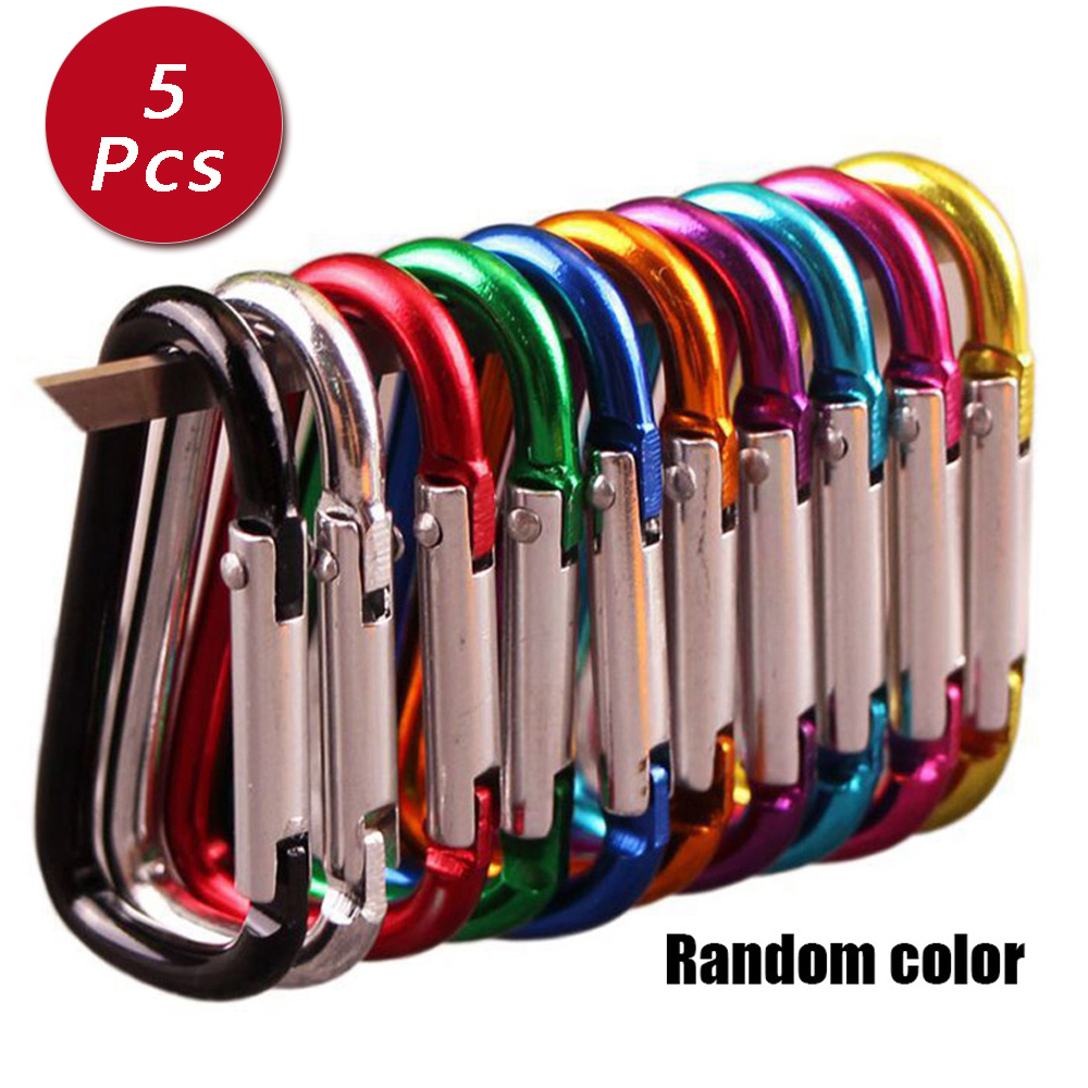 

5/10pcs Random Colors!!!carabiner Keychain Aluminum Alloy No 4 D-ring Buckle Spring Snap Hook Clip Keychains, Daily Use