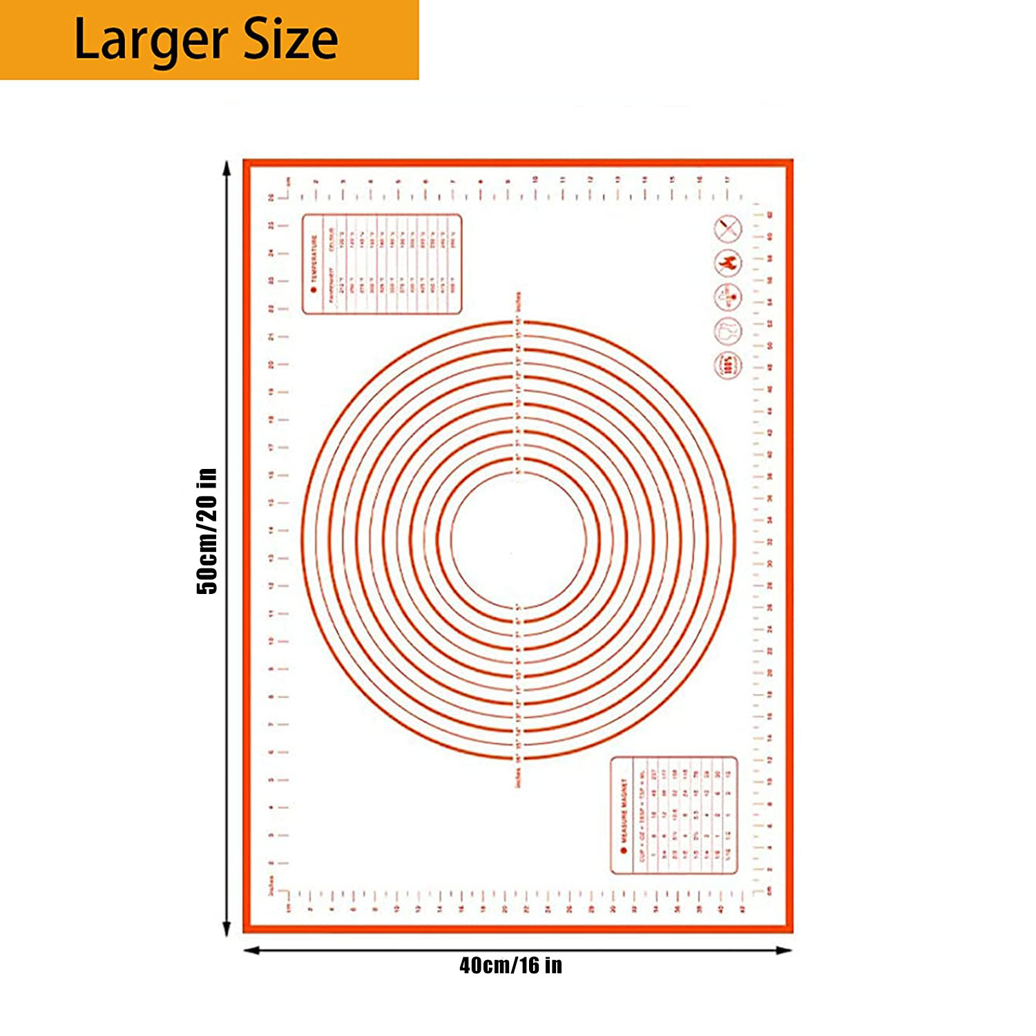 Silicone Fondant Rolling Mat, Non-Slip Silicone Pastry Mat with  Measurements Reusable BPA Free Baking Mat 30*40 CM for Counter Mat, Dough  Rolling Mat, Oven Liner, Fondant/Pie Crust Mat (Multicolour)