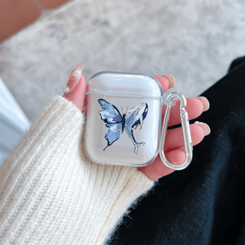 Blue Butterfly Earbud Case Cover - Compatible with Apple AirPods