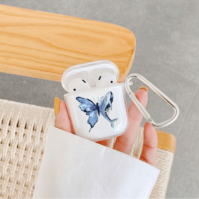 Blue Butterfly Earbud Case Cover - Compatible with Apple AirPods