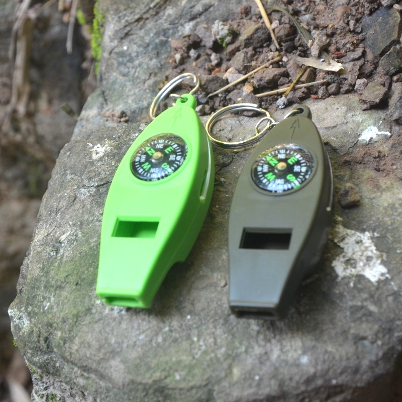 1pc 4-in-1 Outdoor Multifunctional Whistle With Compass