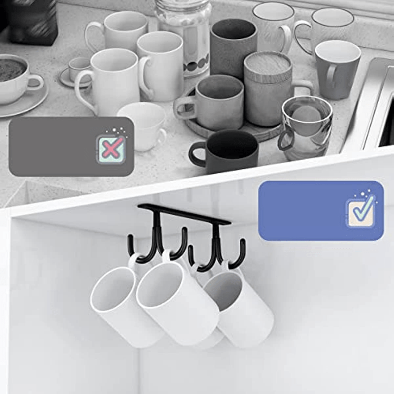 Farmhouse Coffee Cup Mug Rack Holder with Tray Organizer Hooks Storage  Kitchen