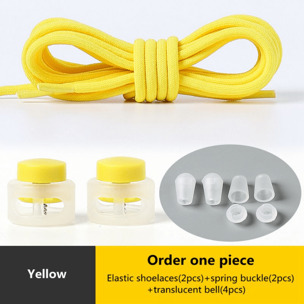 2Pack Elastic No Tie Shoe Laces for Adults Kids System with Elastic Shoelaces in Yellow | One Size