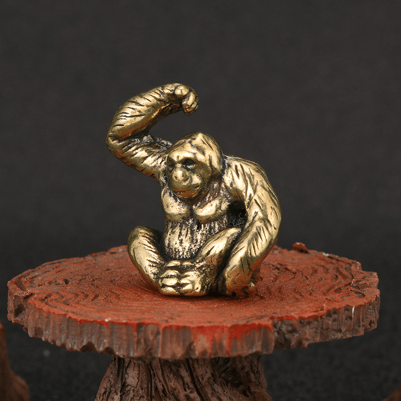 Antique Gorilla Brass Statue - Handcrafted Copper Ornament For Home Decor,  Desktop Decor, And Scene Decor - Temu