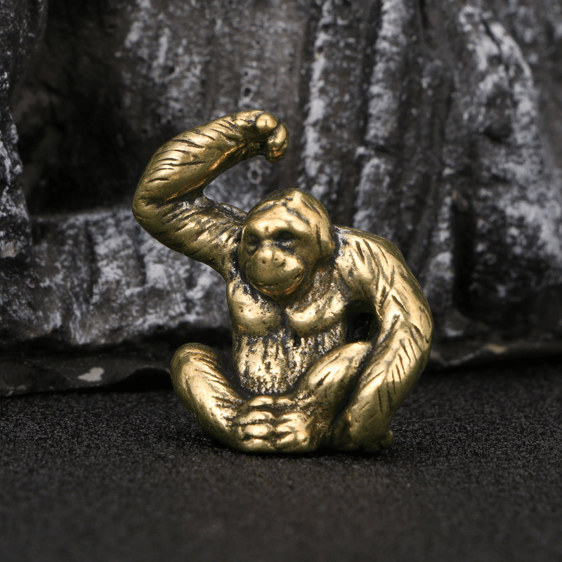 Antique Gorilla Brass Statue - Handcrafted Copper Ornament For Home Decor,  Desktop Decor, And Scene Decor - Temu