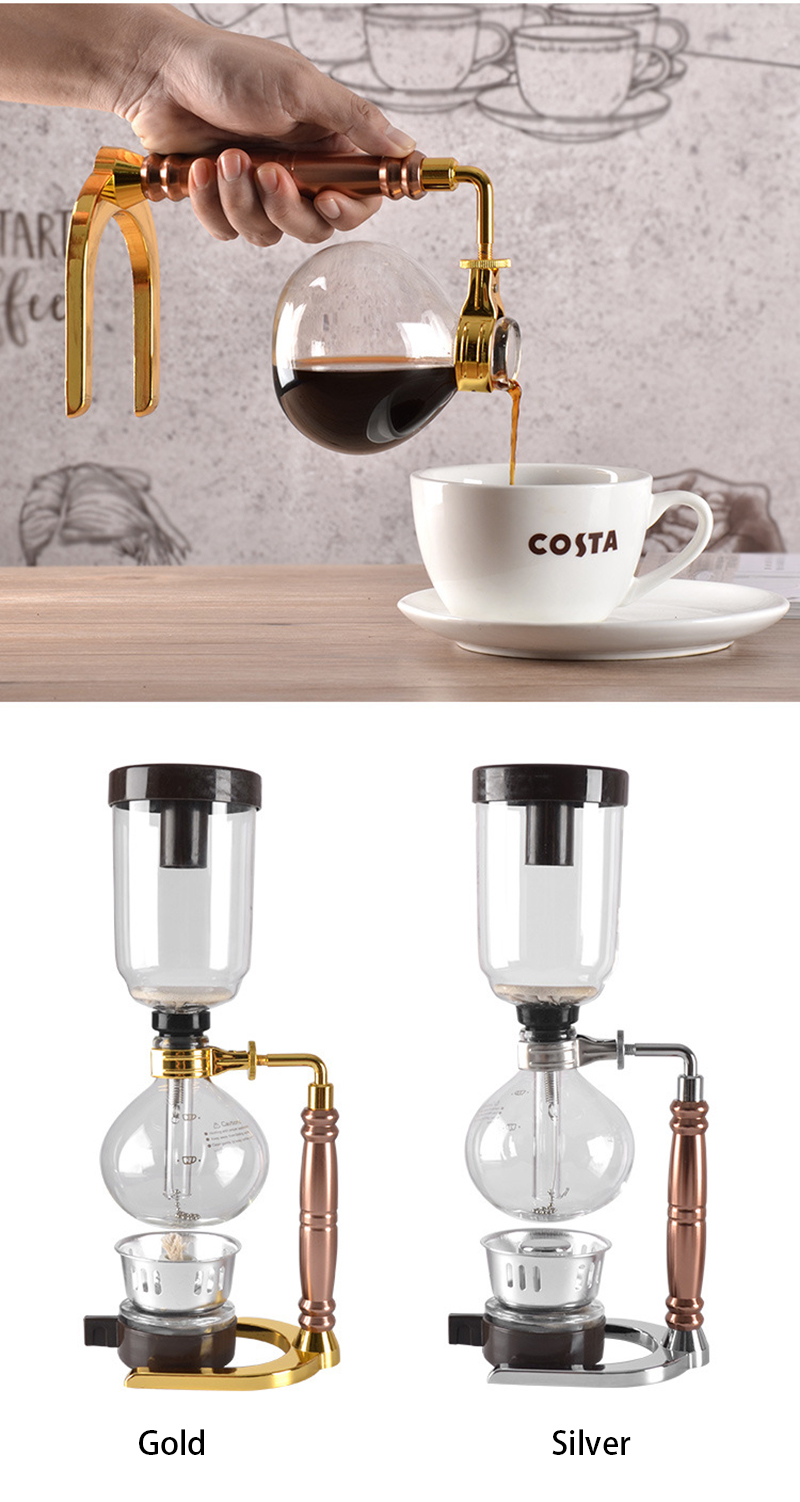 1pc 3 カップガラス真空サイフォンコーヒーメーカーマシンコーヒー
