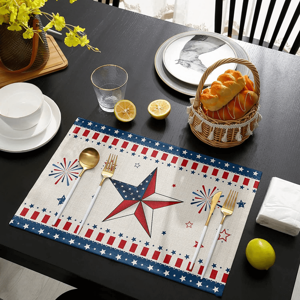 Cloth Placemats Cotton Set of 4 Decorative Washable Table Placemat