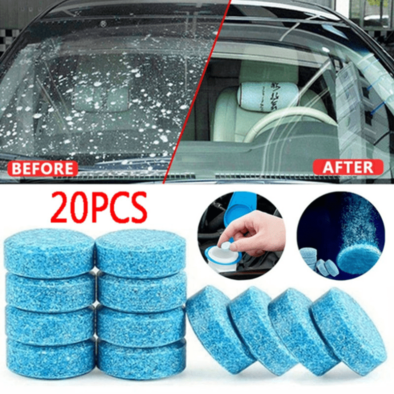 20pcs Windshield Washer Fluid Tablets Concentrated Wiper Fluid, 1 Pack Can  Contain 200 Gallons, Glass Cleaner To Remove Stains And Improve Visibility