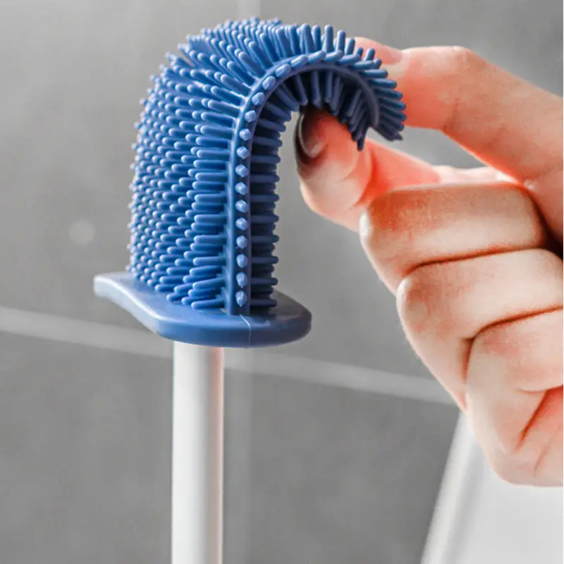 1set 2 toilet brushes 1 holder wall mounted toilet brush and holder set for bathroom flexible toilet bowl brush head with silicone bristles bathroom accessories details 2