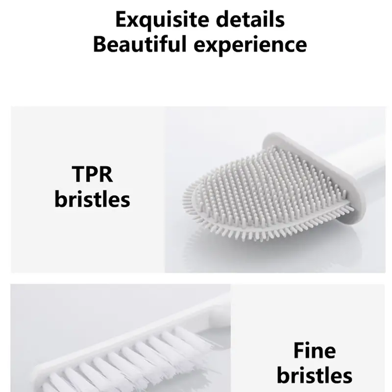 1set 2 toilet brushes 1 holder wall mounted toilet brush and holder set for bathroom flexible toilet bowl brush head with silicone bristles bathroom accessories details 8