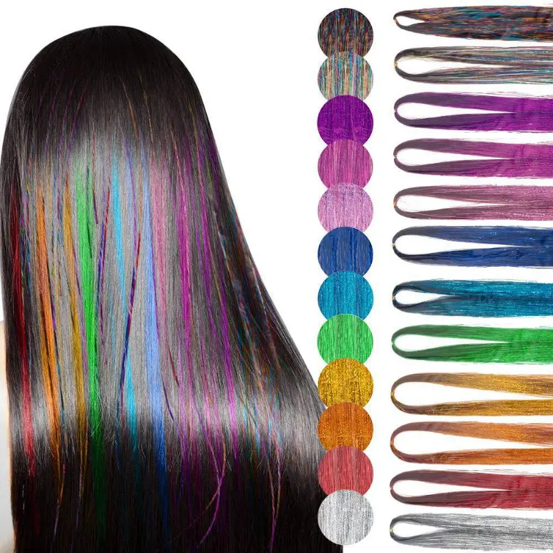 LVHAN Hair Wire Harness Colored String Glitter Extensions for