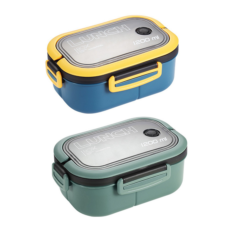Double Layer Lunch Box Portable 2 Compartment Food Container Microwave Lunch Box