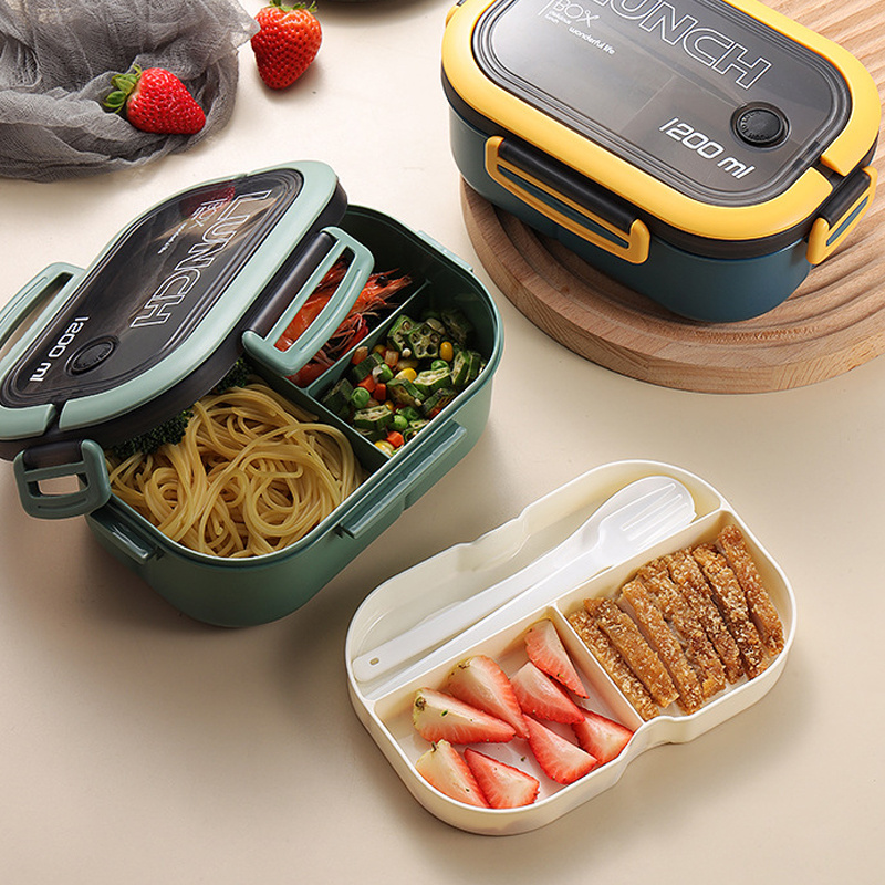 Square 4-box Lunch Box Easy To Carry Students' Lunch Box To Work Microwave  Oven Fast Food Box (with Cover)
