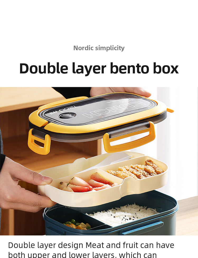 Single Double-layer Lunch Box Portable Compartment Fruit Food Box Microwave  Lunch Box with Fork and Spoon Picnic Fresh Box