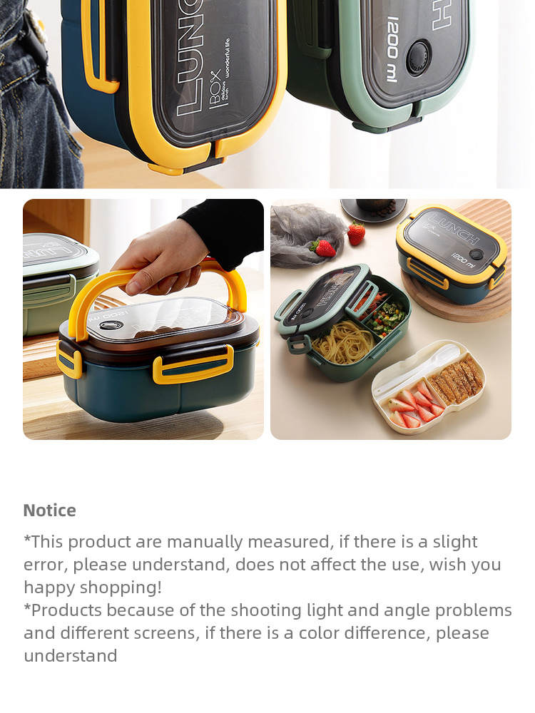 Single Double-layer Lunch Box Portable Compartment Fruit Food Box Microwave  Lunch Box With Fork And