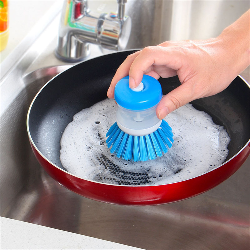 Excellent Cleaning Brushes with Washing Up Liquid Soap Dispenser Random  Color Dish Soap Brush Handheld Kitchen Gadget