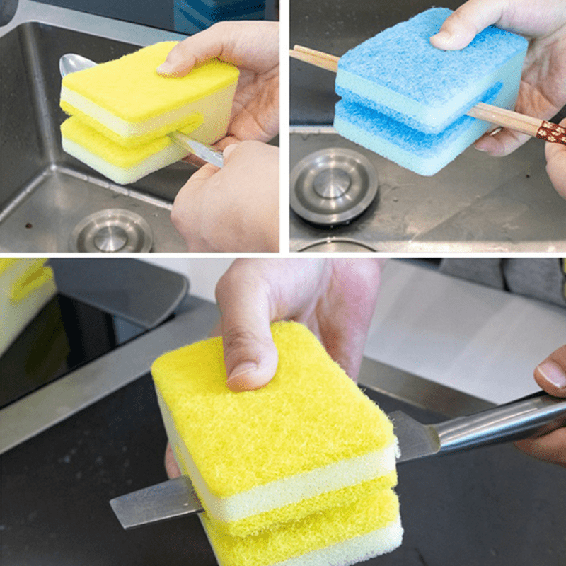 5PCS Scrub Sponges for Dishes Non-Scratch Microfiber Sponge Non Stick Pot Cleaning  Sponges Kitchen Tools Wash Pot Gadgets - AliExpress