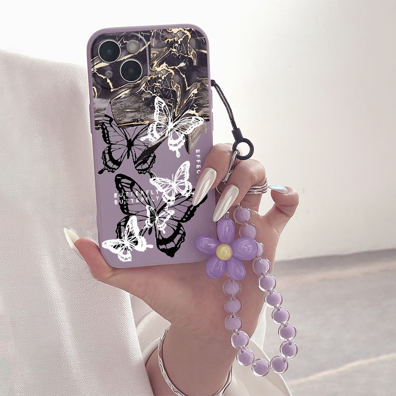

Beautiful Butterfly Graphic Phone Case With Beaded Lanyard For Apple Iphone 14 13 12 11 Xs Xr X 8 7 6s Plus Pro Max Mini Se 2020 2022