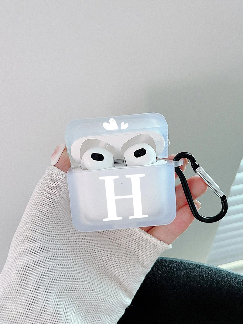 Letter H & Heart Graphic Pattern Earphone Clear Case For Airpods1/2,  Airpods3, Pro, Pro (2nd Generation), Gift For Birthday, Girlfriend,  Boyfriend, Friend Or Yourself, Black Anti-fall Silicon - Temu Australia