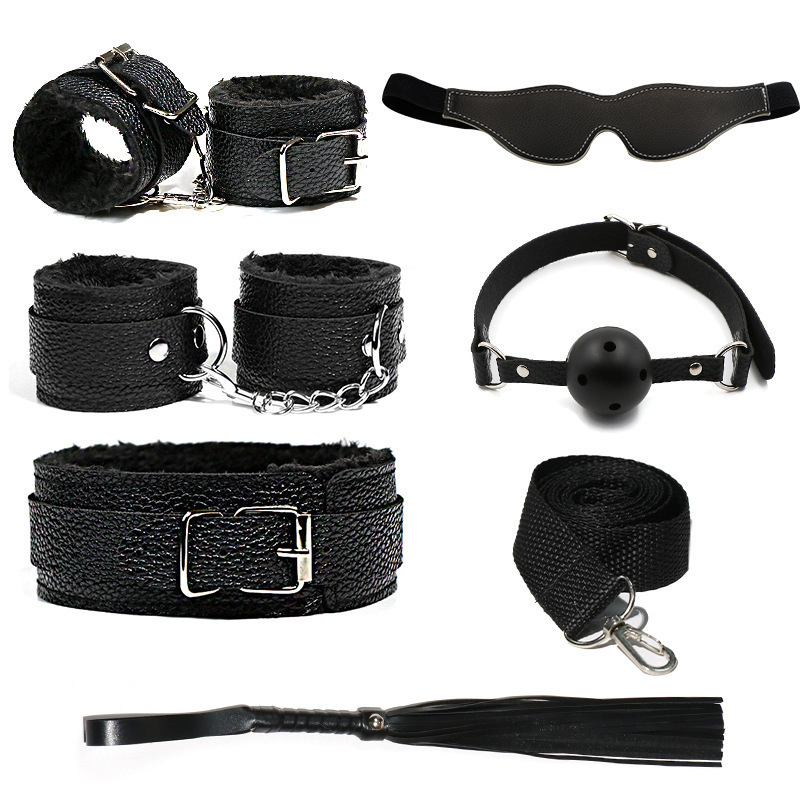 Bdsm Set Plush Bondage Collar Nipple Clip Handcuffs Whip - Temu Austria