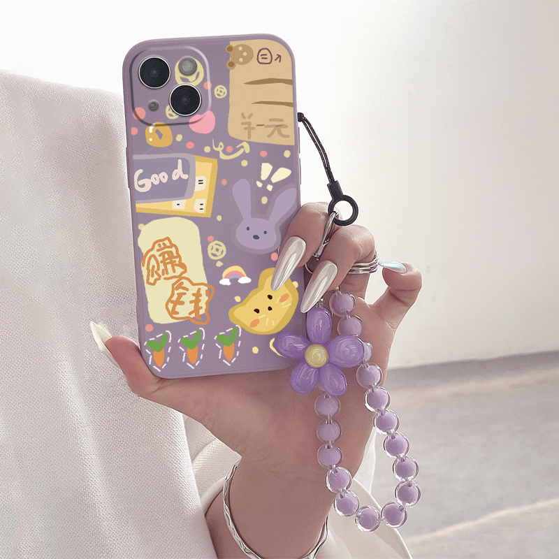 

Cute Animals Graphic Phone Case With Beaded Lanyard For Iphone 14 13 12 11 Xs Xr X 8 7 6s Plus Pro Max Mini Se 2020 2022