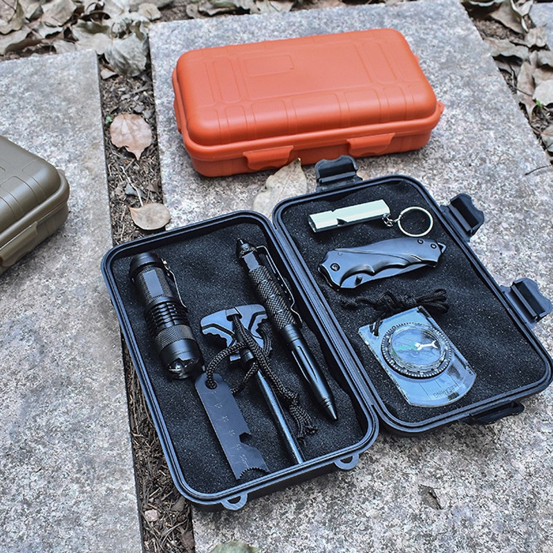 Boîte étanche d'extérieur, bacs en plastique antichoc, Camping pêche  randonnée voyage, Kit de rangement, Kit de survie Gadget conteneur - Type  Black Color