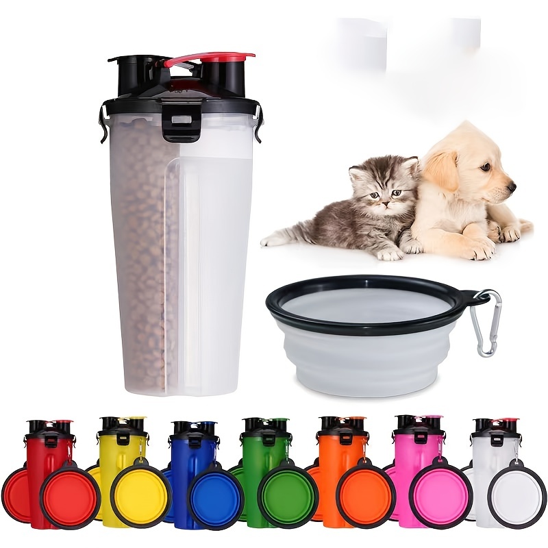 Portable Dog Water Bottle With Food Container Outdoor Water - Temu