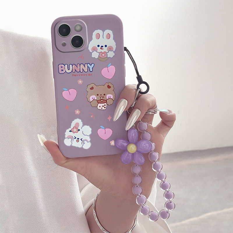 

Cute Rabbit Graphic Phone Case With Lanyard For Iphone - Perfect Gift For Easter, Birthday, Girlfriend, Boyfriend, And More!