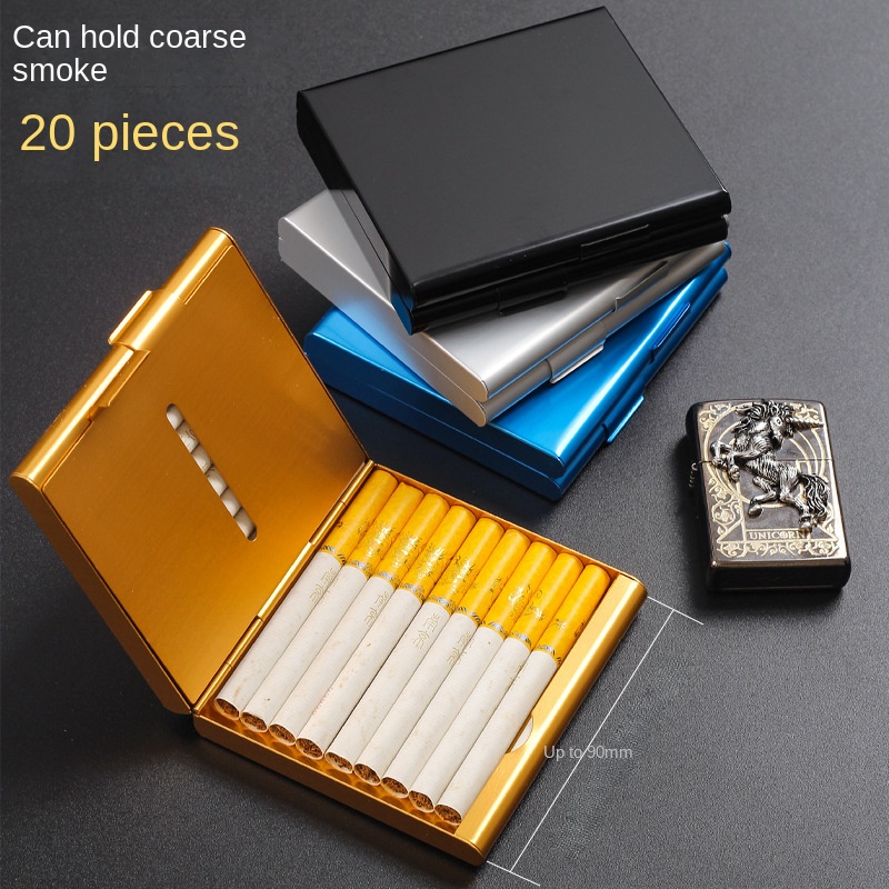  Metal Cigarette Case Box - Small Cigarette Case Ciggerate Holder  Case,Double Sided Spring Clip Open Pocket Holder for 14 Cigarettes,Cigarette  Case for Men and Women (Golden) : Health & Household