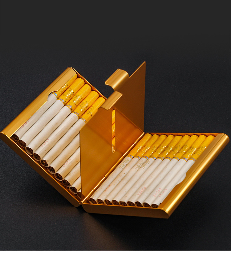  Metal Cigarette Case Box - Small Cigarette Case Ciggerate Holder  Case,Double Sided Spring Clip Open Pocket Holder for 14 Cigarettes,Cigarette  Case for Men and Women (Golden) : Health & Household