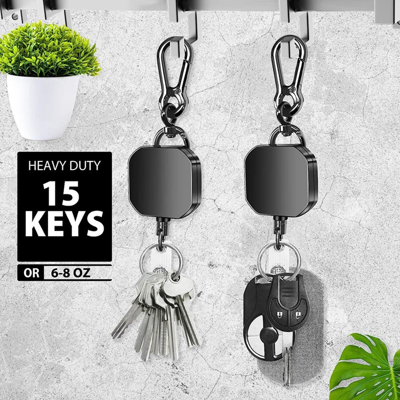 Men's Metal Heavy Duty Retractable Key Chain Key - Temu