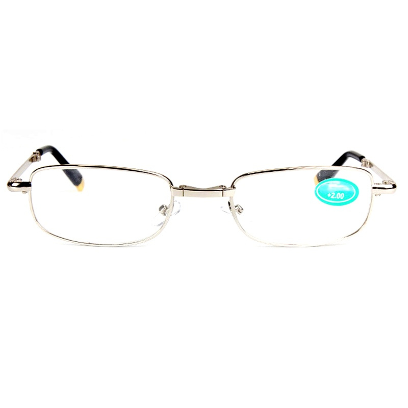 Mini Portable Folding Reading Glasses Metal Full Frame With Case