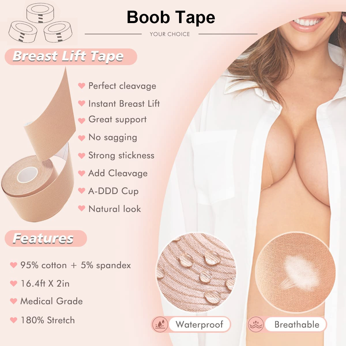 Women Cotton Breast Lift Nipple Pasties Adhesive Straples Backless