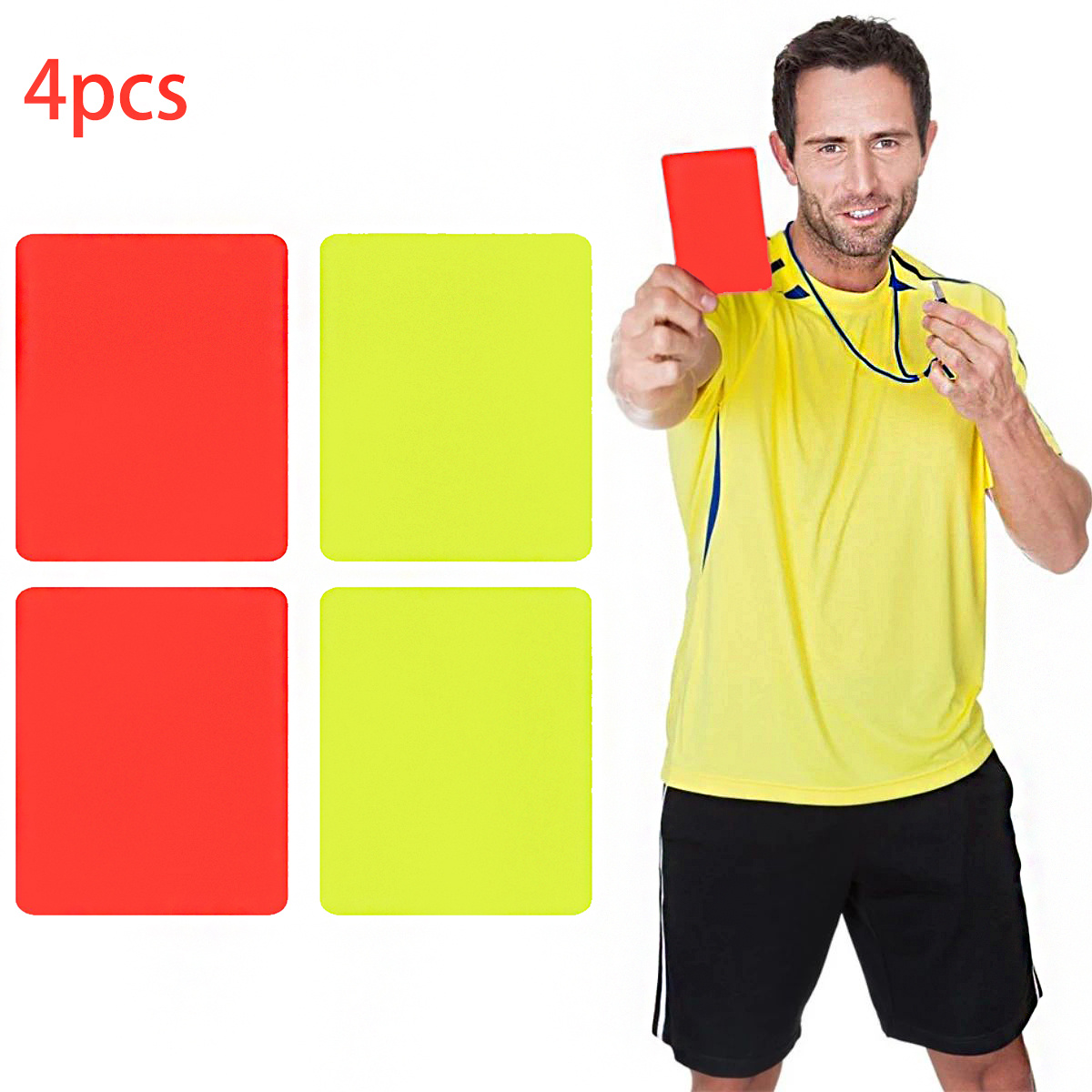 Champion Sports Juego de dos tarjetas de árbitro - 1 tarjeta roja 1 tarjeta  amarilla (paquete de 4)