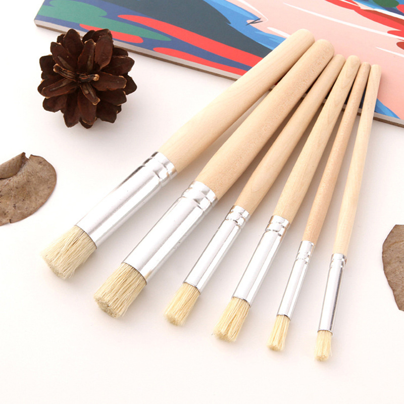  3 Pcs Wooden Stencil Brushes Pure Natural Stencil Brushes,  Painting Bristle Brushes for Acrylic Oil Watercolor Painting Project Card  DIY Crafts, 3 Sizes