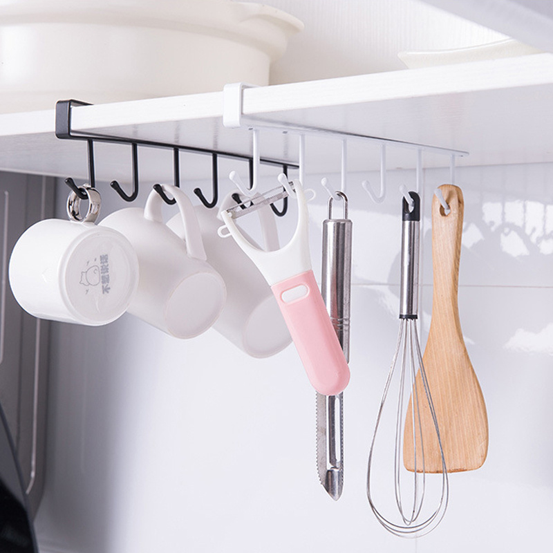 Storage Racks Cabinet Hook Cup Holder with 6 Hooks Double Row Hanging Hook  for Kitchen Spoon Coffee Cup Organizer Clothes Shelf - China Storage Racks,  Towel Shelf