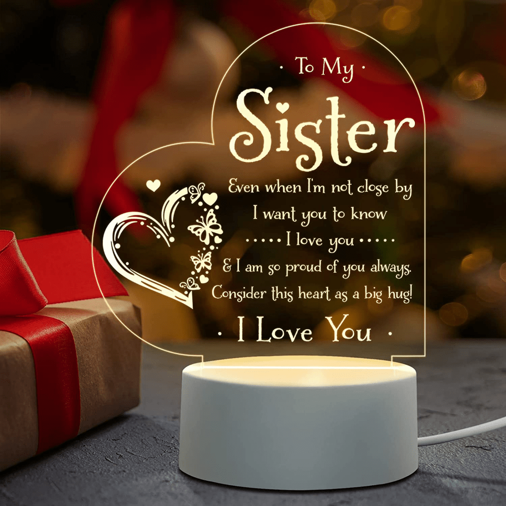 1pc Sister Gifts To My Sister Night Light, Sisters Gifts From Sister  Brother, Birthday Gifts For Sister, Graduation Christmas Night Lamp  Present, Stuf