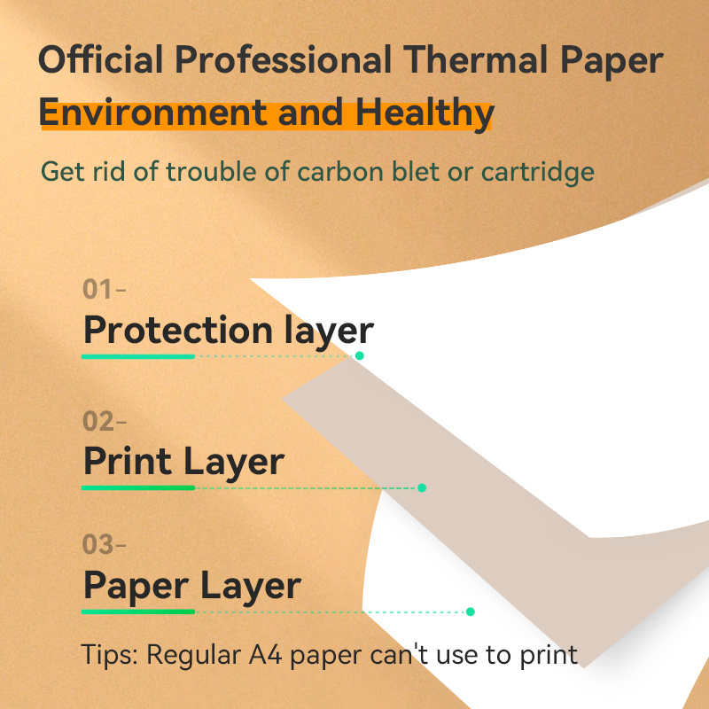 100 hojas Papel térmico 10-15 A4 A4 original 210mm ancho térmico máquina  papel imagen largo papel para A4 térmico impresora