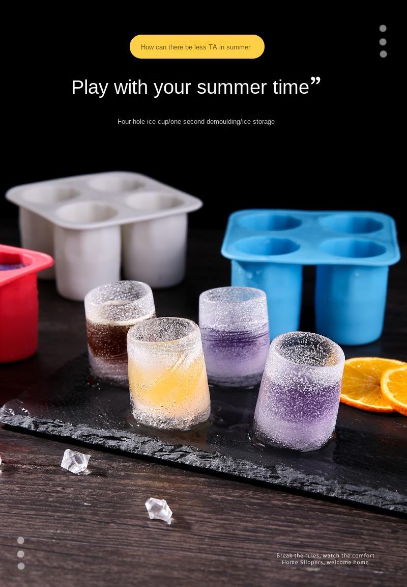 1pc, Ice Cube Tray With Four-in-one Ice Cup Holder, Waterfall Ice