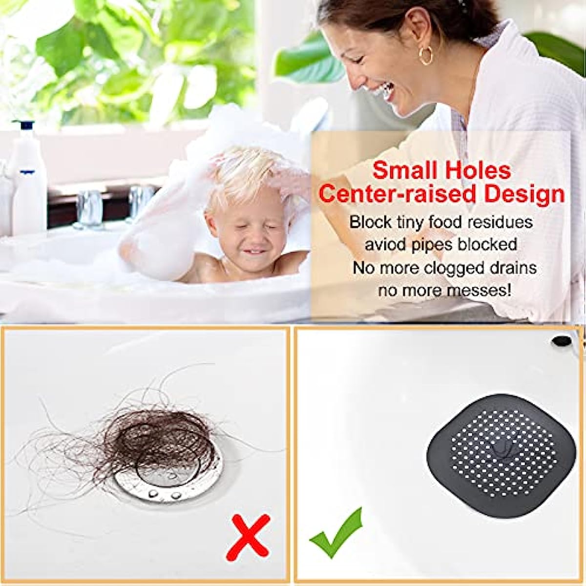 Drain Hair Catcher Shower Drain Hair Trap Hair Catcher Durable Silicone Hair  Stopper Shower Drain Covers Clog Remover Cleaning Tool Suit For Bathroom