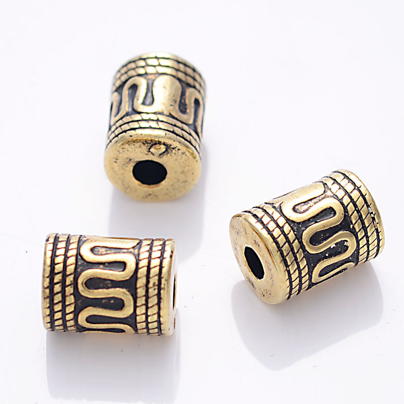 10) 10x13mm Large Hole Spacers, Tibetan Style Spacer Beads