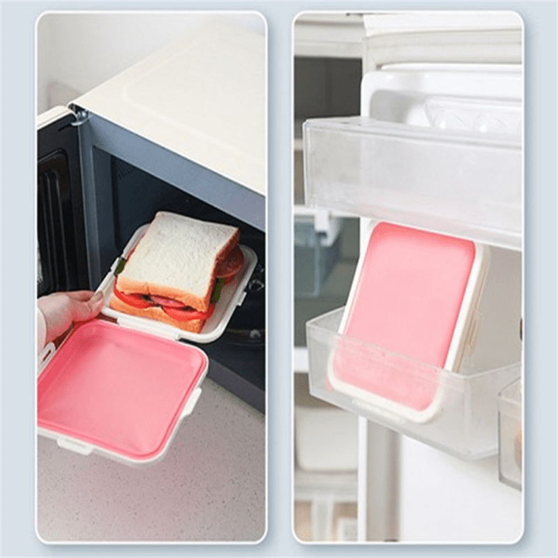 Sandwich Storage Box Silicone Lunch Box Food Storage Case Reusable  Microwave Lunch Box Food Storage Container School Breakfast