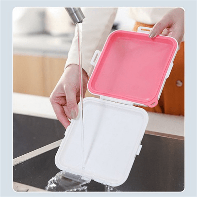 Sandwich Storage Box Silicone Lunch Box Food Storage Case Reusable  Microwave Lunch Box Food Storage Container School Breakfast