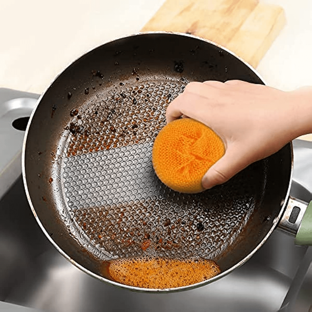 Long Handle Replaceable Mesh Dish Scrubber Nylon Scourer Nanofiber Scouring Kitchen  Sponge Cleaning Dish Brush Reusable